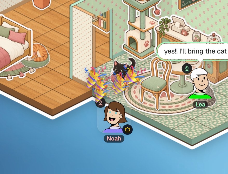 Party poppers bursting out of Noah's avatar