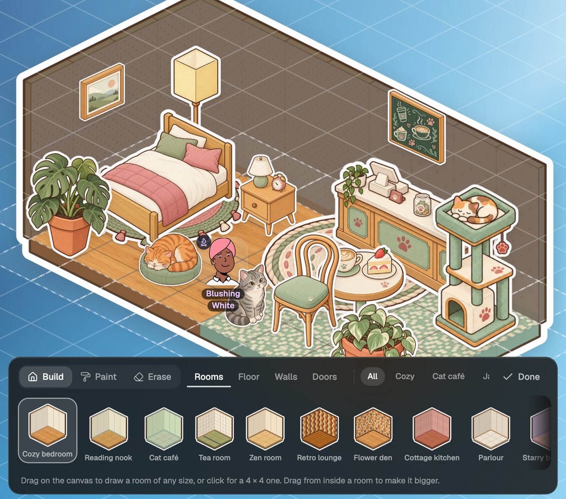Build mode in Glint with the room styles to pick from
